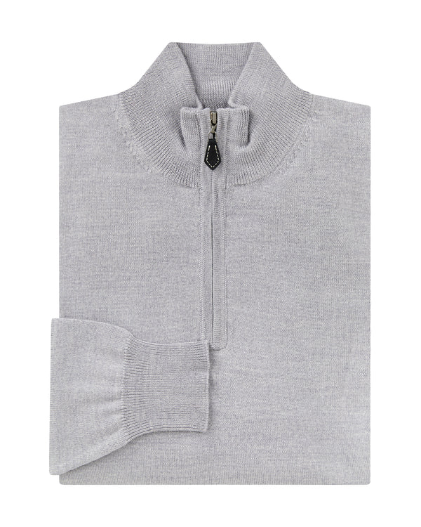 Quarter Zip Lambs Wool Jumper