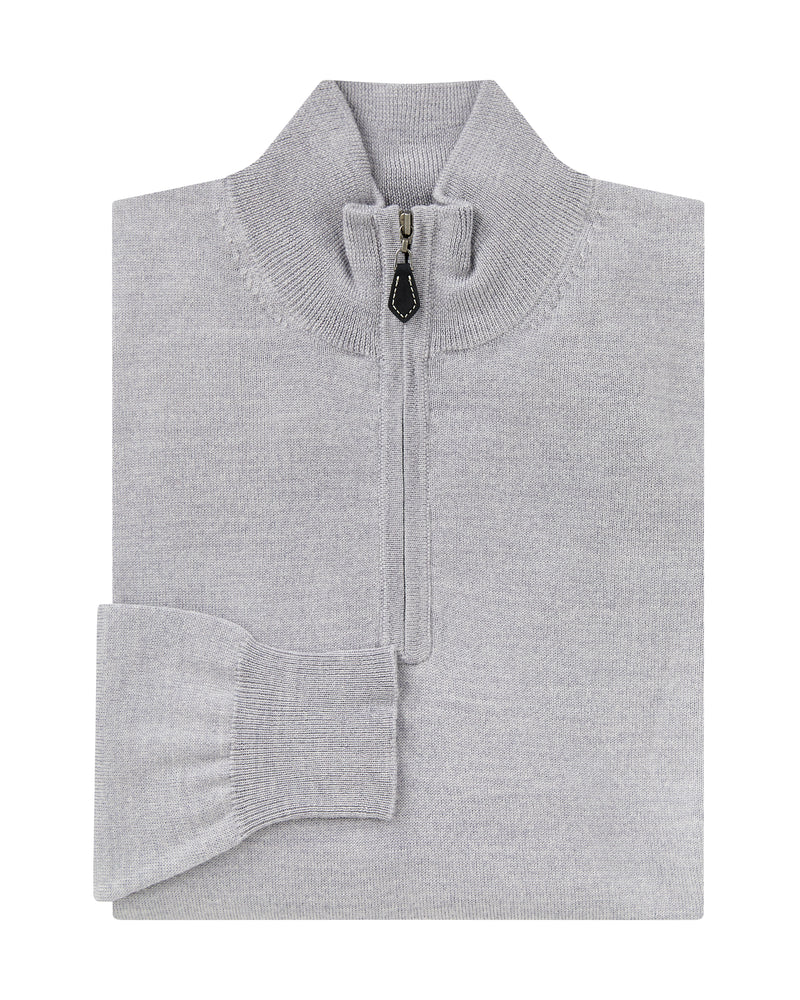 Quarter Zip Lambs Wool Jumper